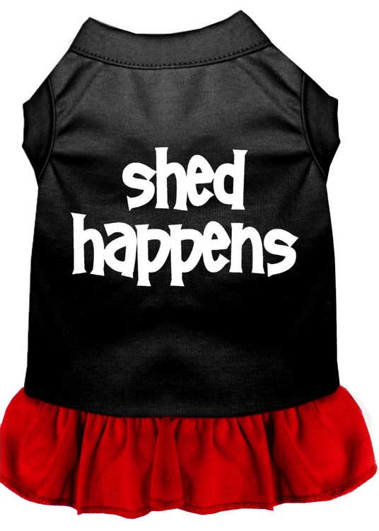 Shed Happens Screen Print Dress Black with Red Sm